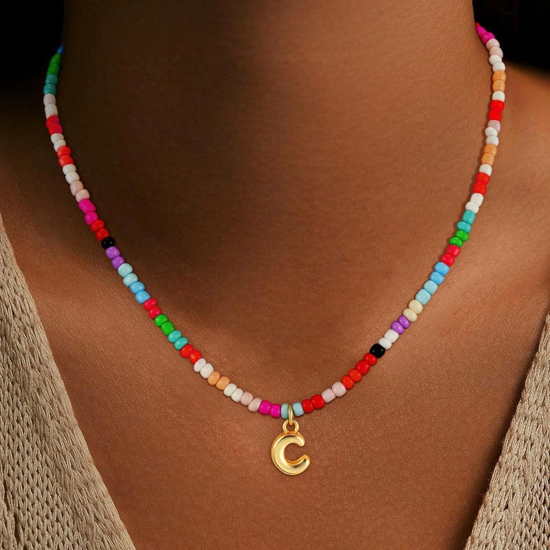 Maxcate Valentines Day Gifts for Kids Teen Girls Women - Bubble Colorful Initial Necklaces for Teen Girl Gifts Trendy Stuff Birthday Valentines Gift Choker Necklace for Women Girl Kids Jewelry - Image 4